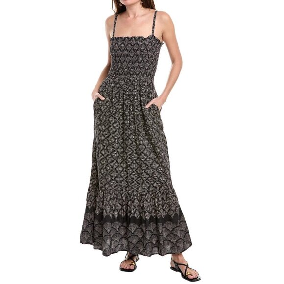 Michael Stars Alejandra Smocked Maxi Dress Sleeveless Pockets Women's Size XS - Picture 1 of 10